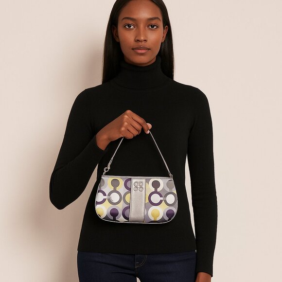 Coach Purple, Yellow and Silver Wristlet Bag - Picture 1 of 5